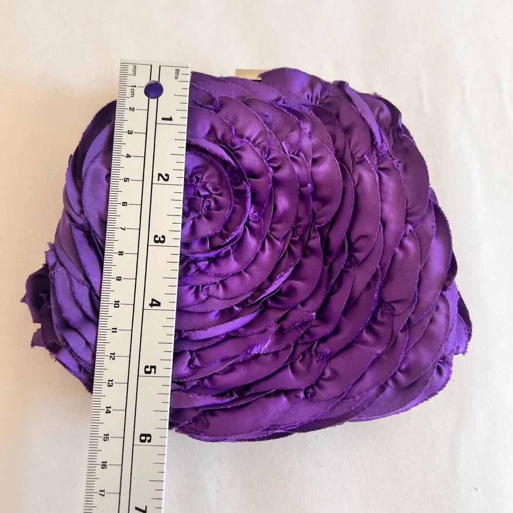 WHBM Womens Rosette Floral Evening Purse 3D Purple Chain Event Wedding Handbag - Picture 10 of 12